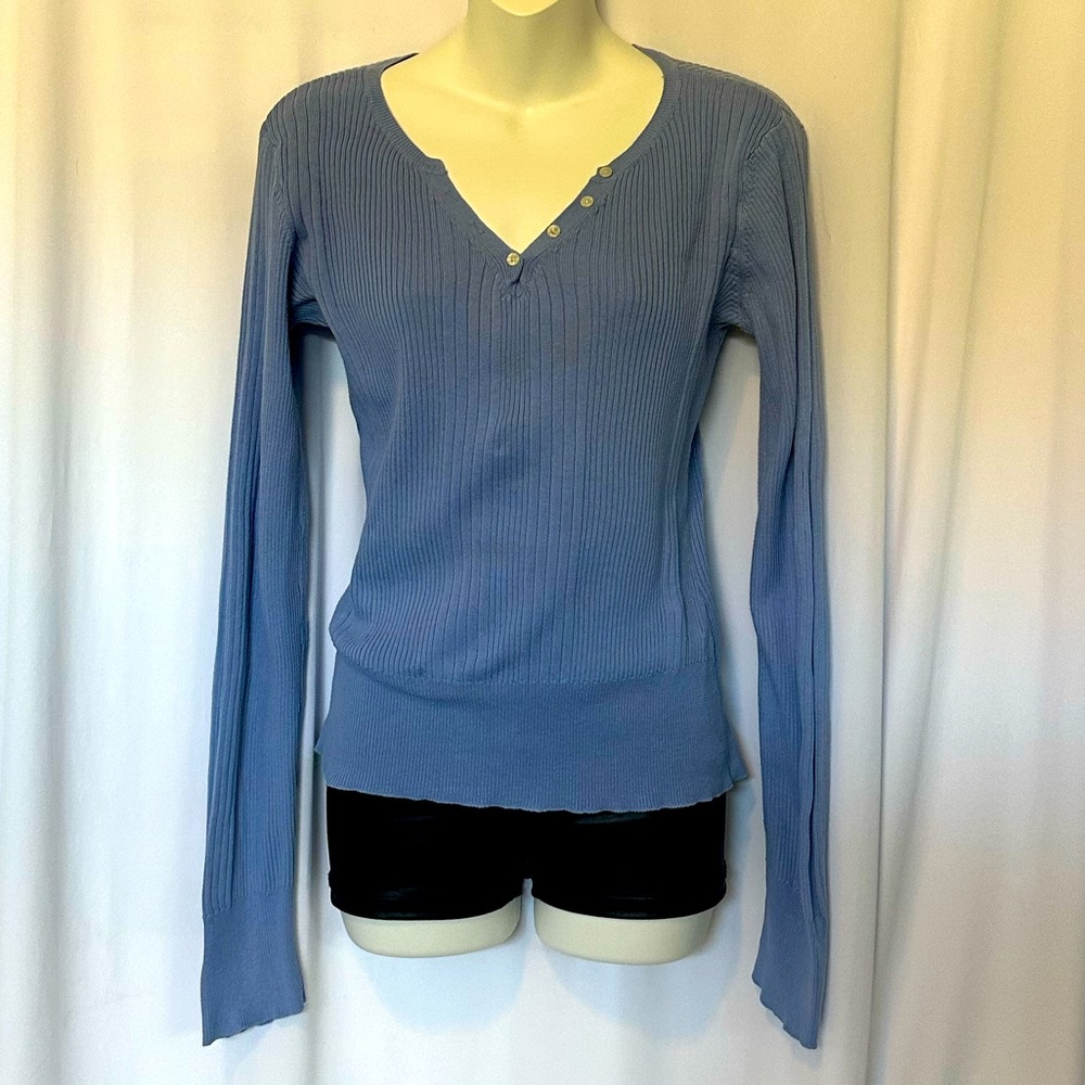 Axcess Quarter Button Blue Sweater